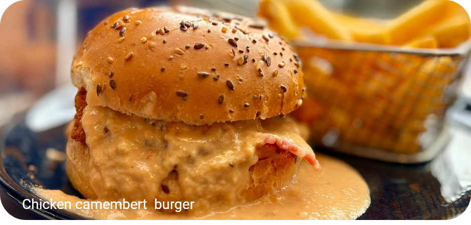 Chicken camembert burger